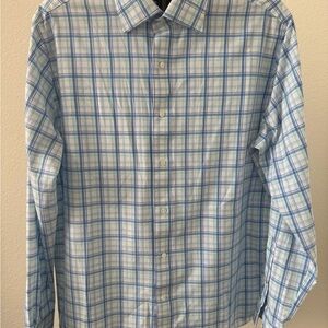 Peter Millar Blue Plaid Men's Shirt SZ Large, Excellent Condition